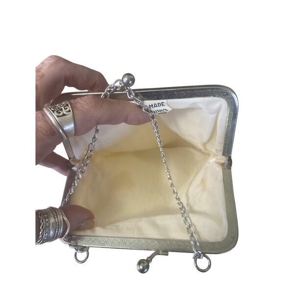 Women’s Vintage Cream Ivory Beaded Purse Clutch Evening Bag Made In Hong Kong - Picture 5 of 7